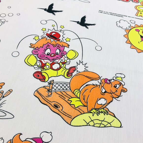 90s Bozo's Camp Clown Around TWIN Bed FLAT Top Sheet Vintage Character Bedding - Picture 6 of 10